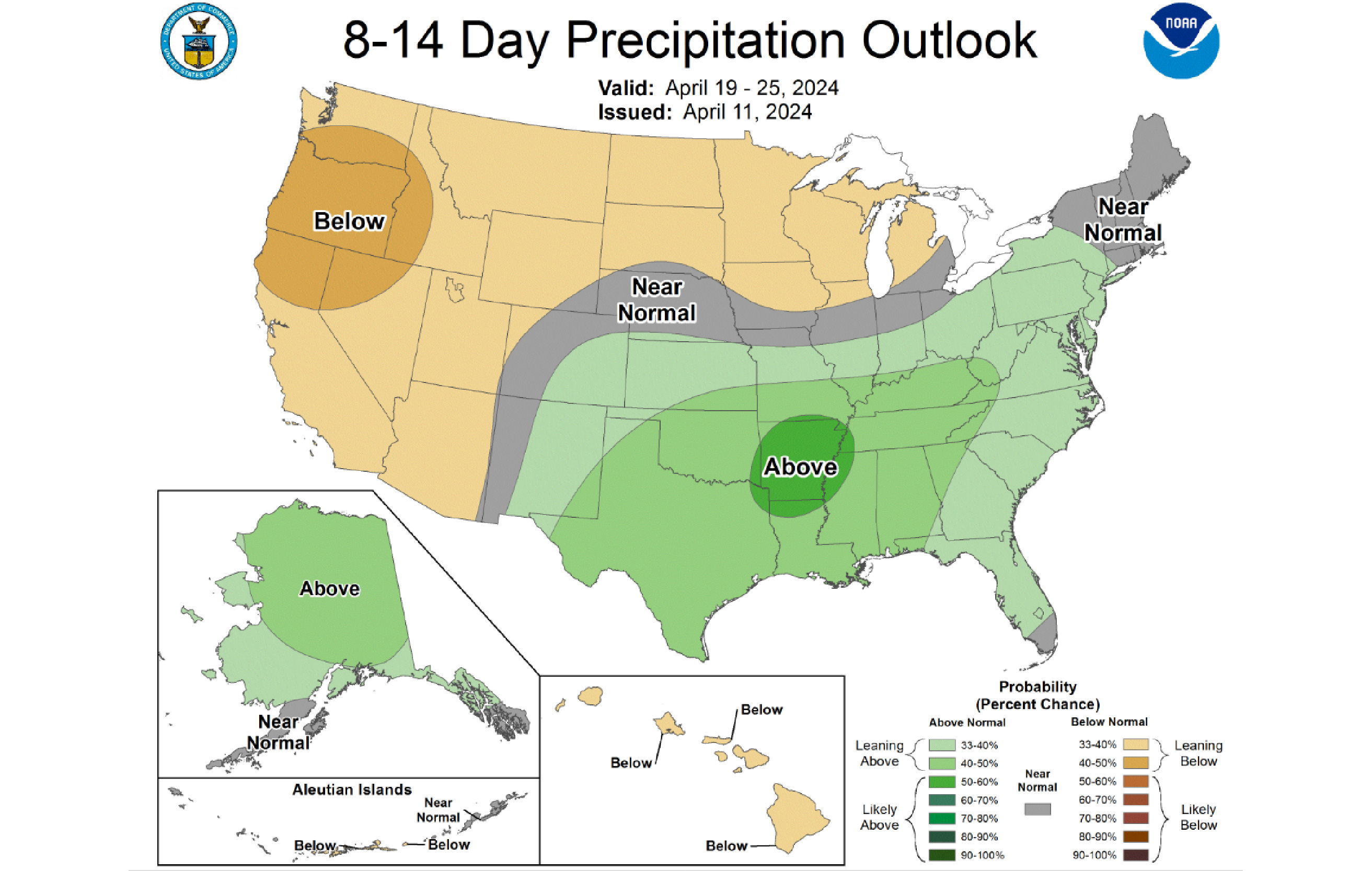 NOAA map show a precipitation outlook that is below normal.